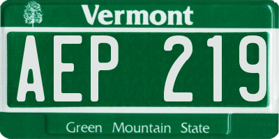 VT license plate AEP219