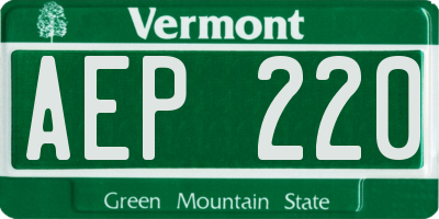 VT license plate AEP220