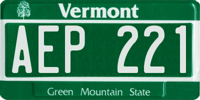 VT license plate AEP221