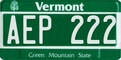 VT license plate AEP222