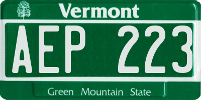 VT license plate AEP223