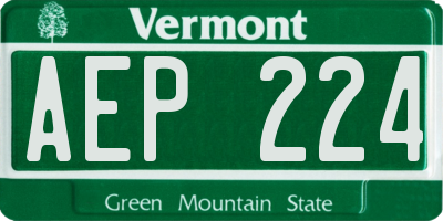 VT license plate AEP224