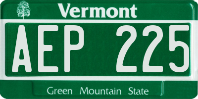 VT license plate AEP225