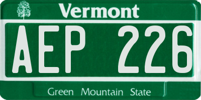 VT license plate AEP226
