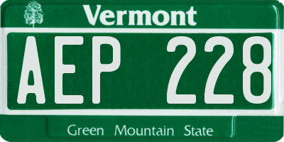VT license plate AEP228
