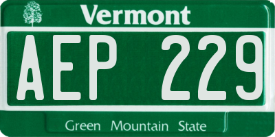 VT license plate AEP229