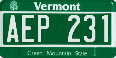 VT license plate AEP231
