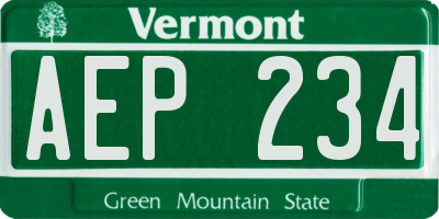 VT license plate AEP234