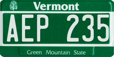 VT license plate AEP235