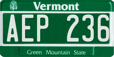 VT license plate AEP236
