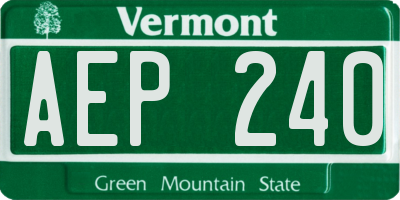 VT license plate AEP240