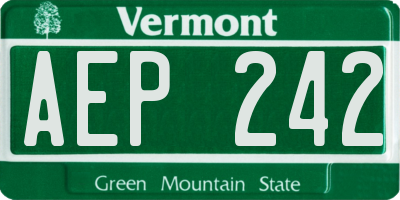 VT license plate AEP242