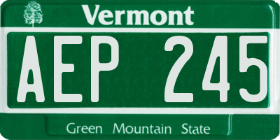 VT license plate AEP245