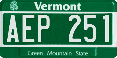 VT license plate AEP251