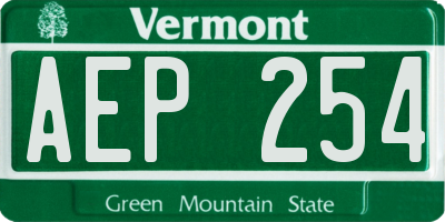 VT license plate AEP254