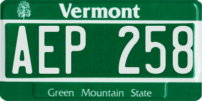 VT license plate AEP258