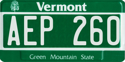 VT license plate AEP260