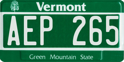 VT license plate AEP265