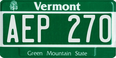 VT license plate AEP270