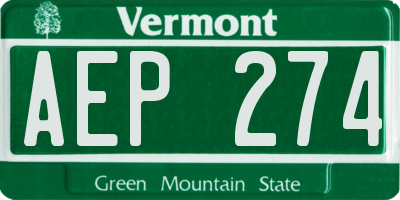 VT license plate AEP274
