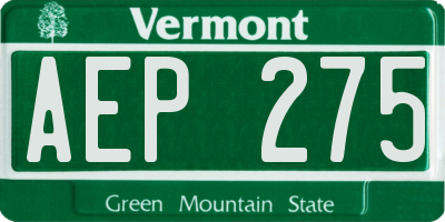 VT license plate AEP275