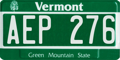 VT license plate AEP276