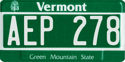 VT license plate AEP278