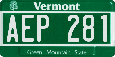 VT license plate AEP281
