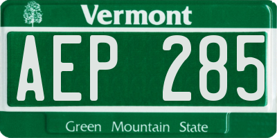 VT license plate AEP285