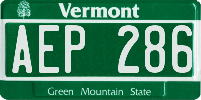 VT license plate AEP286