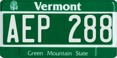 VT license plate AEP288
