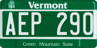 VT license plate AEP290