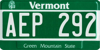 VT license plate AEP292