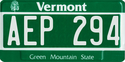 VT license plate AEP294