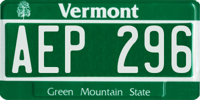 VT license plate AEP296