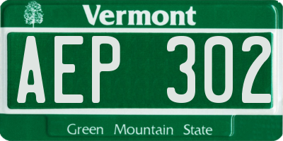 VT license plate AEP302