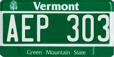 VT license plate AEP303