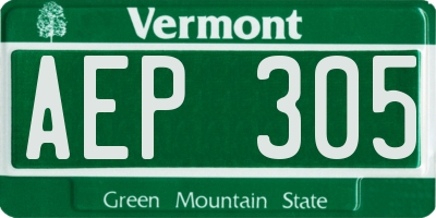 VT license plate AEP305