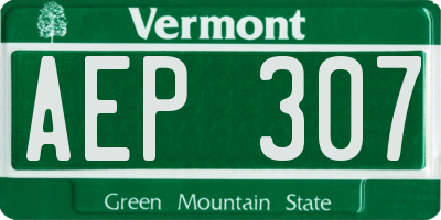 VT license plate AEP307