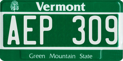 VT license plate AEP309