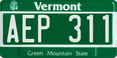 VT license plate AEP311