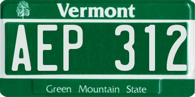 VT license plate AEP312