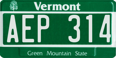 VT license plate AEP314