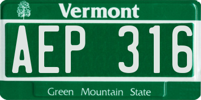 VT license plate AEP316