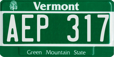 VT license plate AEP317