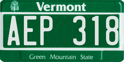 VT license plate AEP318