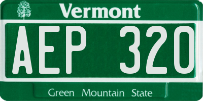 VT license plate AEP320