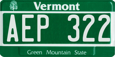 VT license plate AEP322