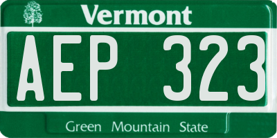 VT license plate AEP323