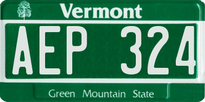 VT license plate AEP324